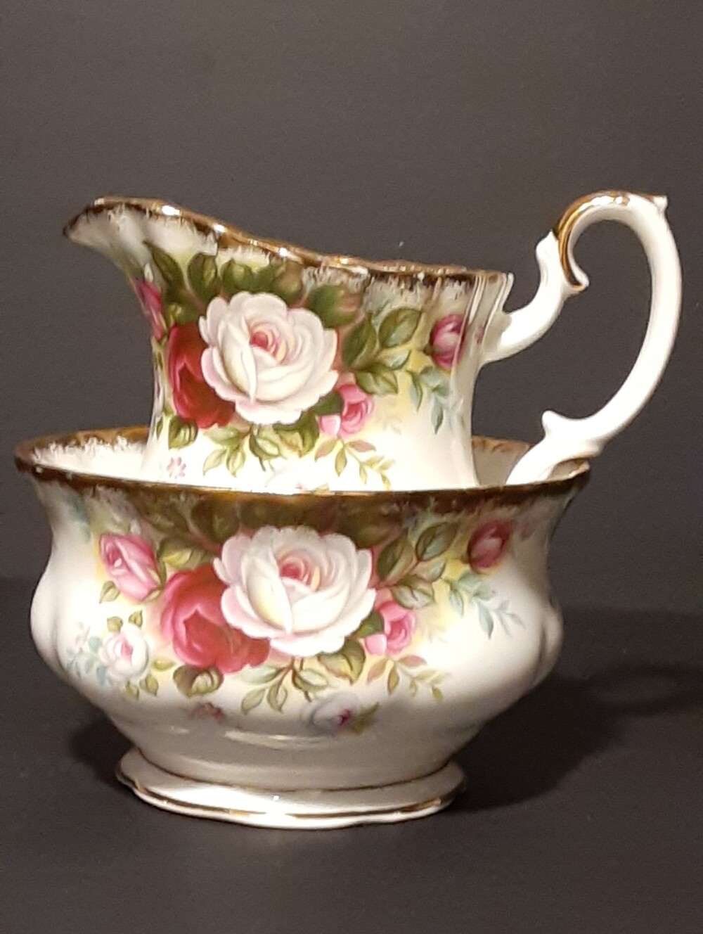 Royal Albert Celebration Cream Jug & Sugar Bowl Set Vintage Bone China England